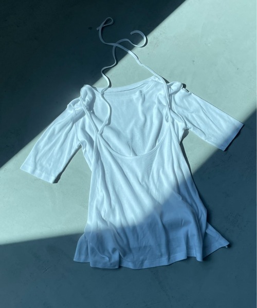 AIC.(エーアイシー)の「ホルターキャミドッキングTシャツ(Tシャツ/カットソー・レディース・ブラック/オフホワイト・FREE)」の8枚目の写真