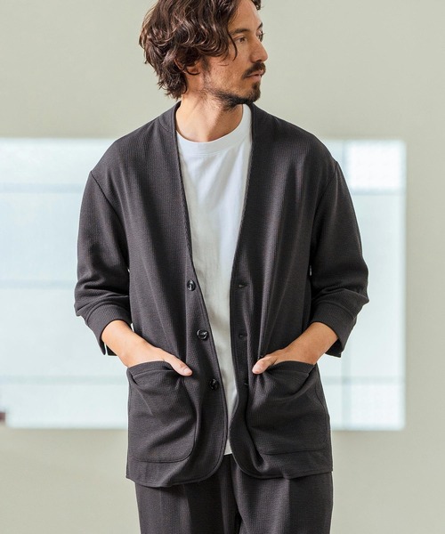 Magine(}[W)mj10549- Seersucker 3-4 Sleeve Cardigan J[fBKWPbg(̑AE^[)