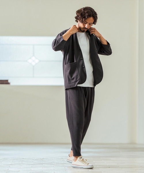 Magine(マージン)の「mj10549- Seersucker 3-4 Sleeve Cardigan カーディガンジャケット(その他アウター・メンズ・チャコール/キナリ/ブラック・44/46/48)」の18枚目の写真