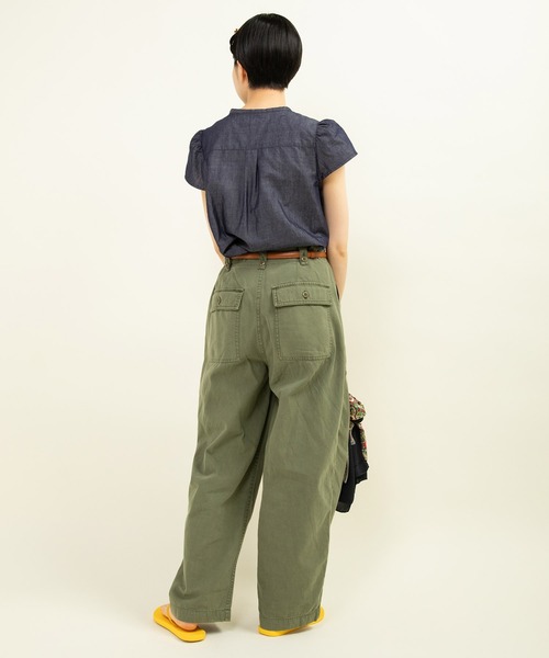 CHILD WOMAN（チャイルドウーマン）の「綿ラミーライトデニム 細ボウタイブラウス（シャツ/ブラウス・レディース・ネイビー・FREE）」の12枚目の写真