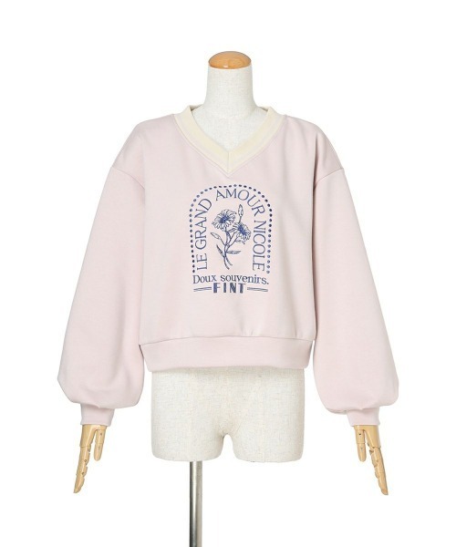 F i.n.t(フィント)の「マーガレットロゴ刺繍スウェット【セットアップ可能】/ fint フィント(スウェット・レディース・オフホワイト/ライトブルー/ライトピンク・FREE)」の4枚目の写真