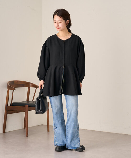 Kastane（カスタネ）の「【低身長サイズ/高身長サイズ/3サイズ展開】B ボタンスリットデニム（デニムパンツ・レディース・ブラック/ブルー・2/1/0）」の16枚目の写真