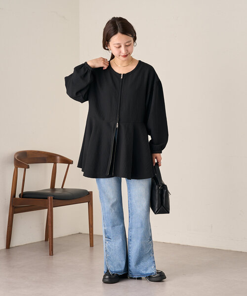 Kastane（カスタネ）の「【低身長サイズ/高身長サイズ/3サイズ展開】B ボタンスリットデニム（デニムパンツ・レディース・ブラック/ブルー・2/1/0）」の17枚目の写真