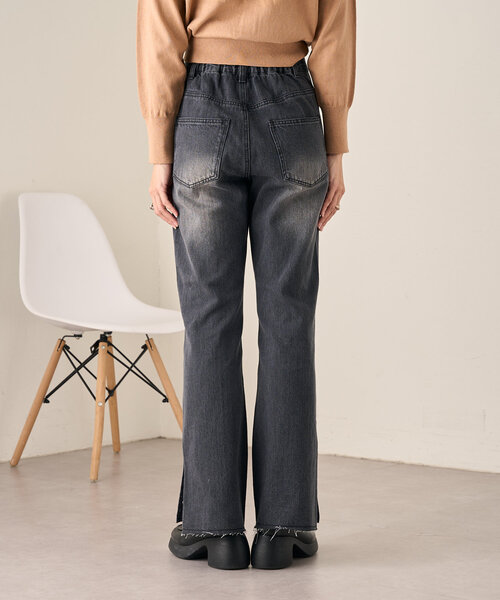 kastane カスタネ　レディースデニムパンツ　ブラック Lサイズ Kastane ジーンズ デニム デニムパンツ 「低身長サイズ追加/高