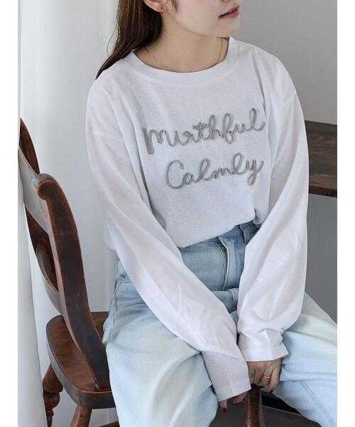 ehka sopo(エヘカソポ)の「テープ刺繍シアーカットソー(Tシャツ/カットソー・レディース・イエロー/オフホワイト/ブラック・F)」の2枚目の写真