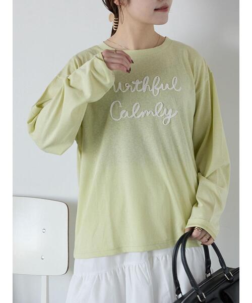 ehka sopo(エヘカソポ)の「テープ刺繍シアーカットソー(Tシャツ/カットソー・レディース・イエロー/オフホワイト/ブラック・F)」の1枚目の写真