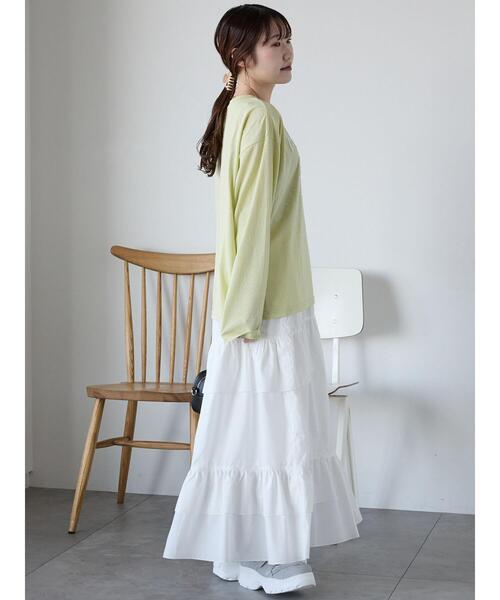 ehka sopo(エヘカソポ)の「テープ刺繍シアーカットソー(Tシャツ/カットソー・レディース・イエロー/オフホワイト/ブラック・F)」の4枚目の写真