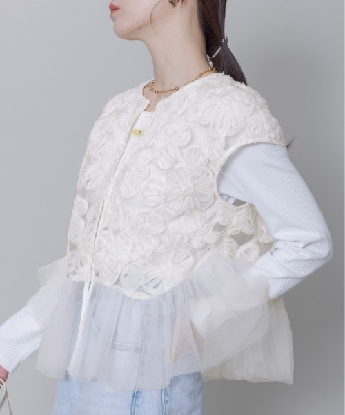 Emily商品 フラワーエンブロ ヘムチュールジレ Eimee Law│Eimee Law