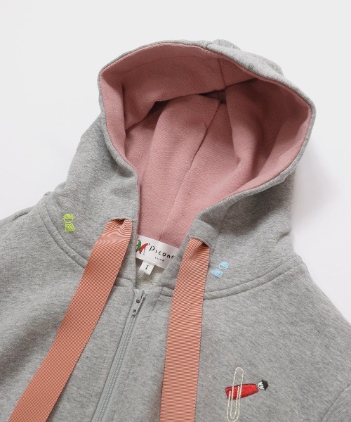 【オンラインストア・店舗限定商品】刺繍入り裏毛ジップパーカー 売れ筋商品|||スタジオピッコーネ レディース オンラインストア・店舗限定商品】刺繍入り裏毛ジップパーカー