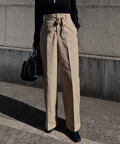 esutoreja（エストレジャ）の「TCツイルパンツ（スラックス・レディース・ブラック/ベージュ/グレー・FREE）」の3枚目の写真