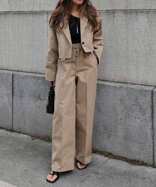 esutoreja（エストレジャ）の「TCツイルパンツ（スラックス・レディース・ブラック/ベージュ/グレー・FREE）」の4枚目の写真