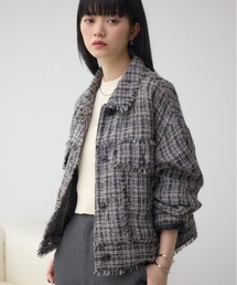 AZUL by moussy | ツイードフリンジジャケット(テーラードジャケット)