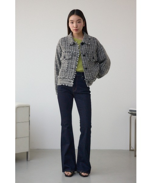 AZUL by moussy（アズールバイマウジー）の「ツイードフリンジジャケット（テーラードジャケット・レディース・ホワイト系その他/ブラック系その他・FREE）」の5枚目の写真