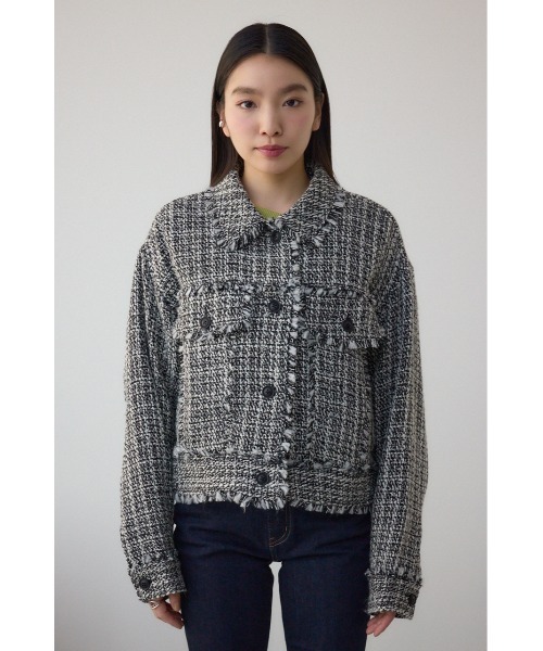 AZUL by moussy（アズールバイマウジー）の「ツイードフリンジジャケット（テーラードジャケット・レディース・ホワイト系その他/ブラック系その他・FREE）」の6枚目の写真