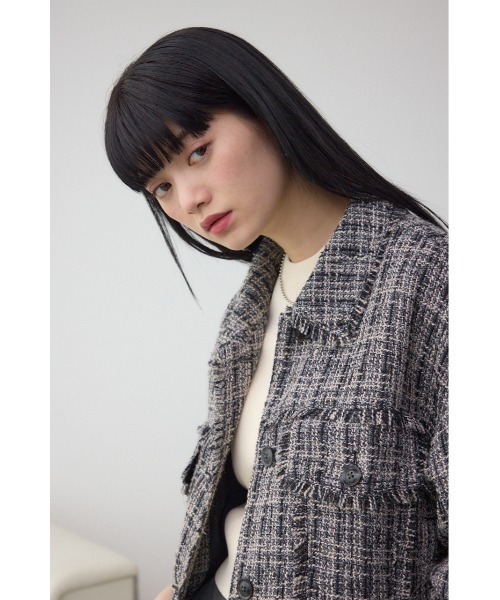 AZUL by moussy（アズールバイマウジー）の「ツイードフリンジジャケット（テーラードジャケット・レディース・ホワイト系その他/ブラック系その他・FREE）」の16枚目の写真