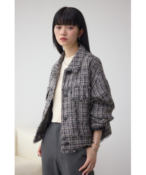 AZUL by moussy（アズールバイマウジー）の「ツイードフリンジジャケット（テーラードジャケット・レディース・ホワイト系その他/ブラック系その他・FREE）」の17枚目の写真