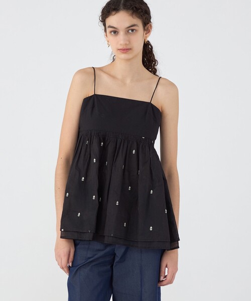 ゆきんこ　ヌキテパ✖️トゥモローランド　キャミソールトップス 別注】ne Quittez pas BLACK POPLIN ORGANZE キャミソール