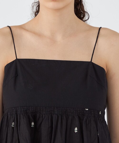【ne Quittez pas】キャミソールトップス 別注】ne Quittez pas BLACK POPLIN ORGANZE キャミソール