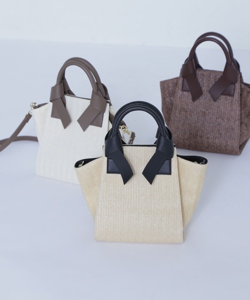 NATURAL BEAUTY BASIC(ナチュラルビューティーベーシック)の「◇PPリボンハンドルトートバッグ(トートバッグ・レディース・オフホワイト/ブラウン/ベージュ・フリ-)」の3枚目の写真