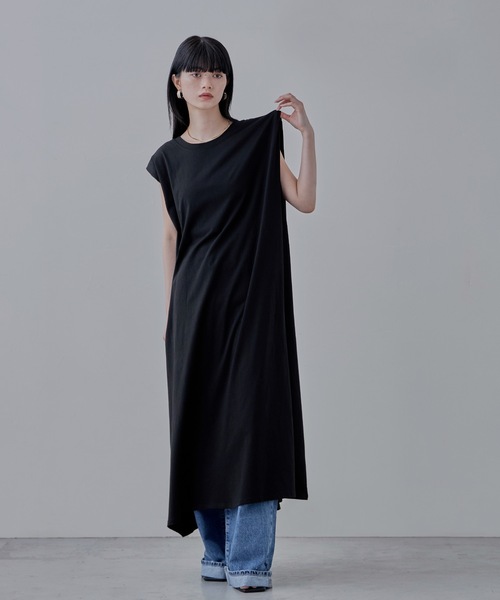 etoll.（エトル）の「ショルダータックスリーブレスコットンワンピ（ワンピース・レディース・ブラック/ブルー・M）」の3枚目の写真