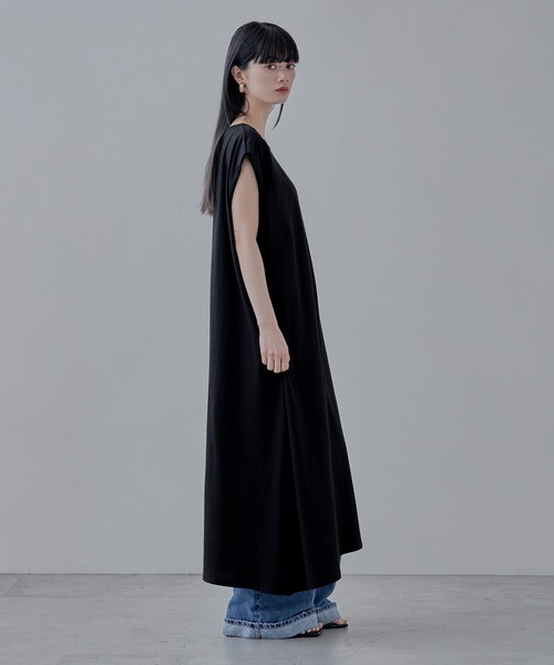 etoll.（エトル）の「ショルダータックスリーブレスコットンワンピ（ワンピース・レディース・ブラック/ブルー・M）」の4枚目の写真