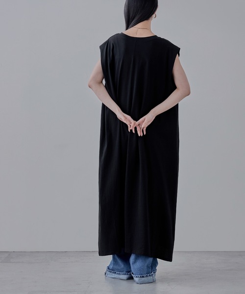 etoll.（エトル）の「ショルダータックスリーブレスコットンワンピ（ワンピース・レディース・ブラック/ブルー・M）」の7枚目の写真