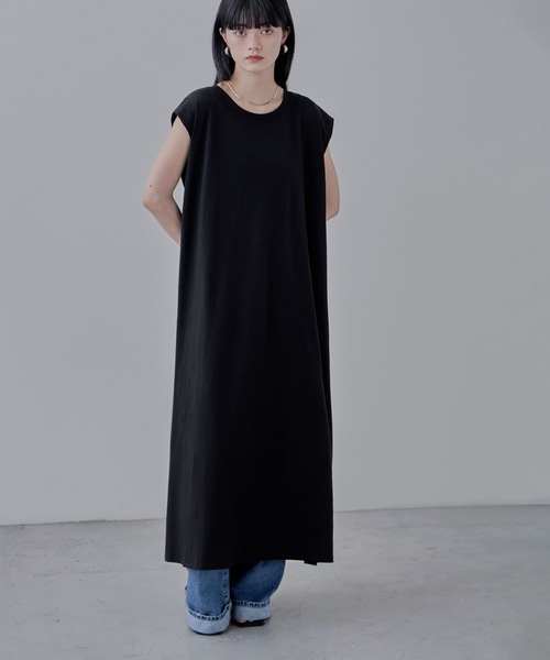 etoll.（エトル）の「ショルダータックスリーブレスコットンワンピ（ワンピース・レディース・ブラック/ブルー・M）」の9枚目の写真