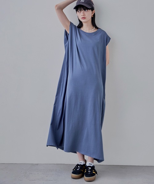 etoll.（エトル）の「ショルダータックスリーブレスコットンワンピ（ワンピース・レディース・ブラック/ブルー・M）」の12枚目の写真