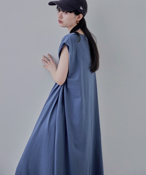 etoll.（エトル）の「ショルダータックスリーブレスコットンワンピ（ワンピース・レディース・ブラック/ブルー・M）」の13枚目の写真