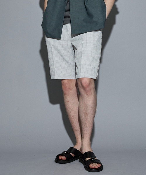 5351 POUR LES HOMMES(ゴーサンゴーイチプールオム)の「クールツイード サイドジップ ショートパンツ / ハーフパンツ(その他パンツ・メンズ・ライトグレー/ブラック・44/46/48/50)」の1枚目の写真