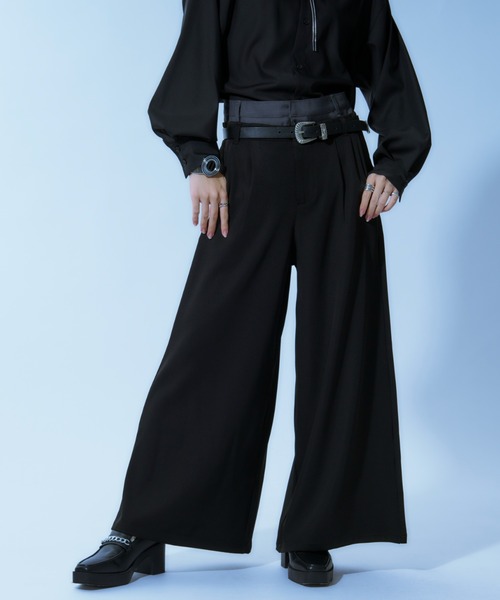 エルノロゼット Ellno losetセンター柄ワイドパンツ S ダブルウエストワイドパンツ（その他パンツ）｜Ellno Loset
