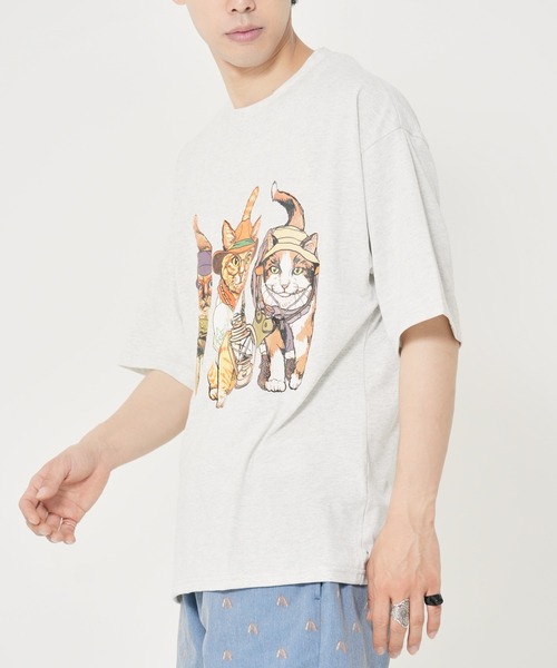 CORISCO(コリスコ)の「アニマルキャンプ柄Tシャツ(M1)(Tシャツ/カットソー・メンズ・ホワイト系1/ホワイト系2/グレー系2/ブラック系2/オートミール/キナリ/グレー系1/ブラック系1・MEDIUM/LARGE/X-LARGE)」の20枚目の写真