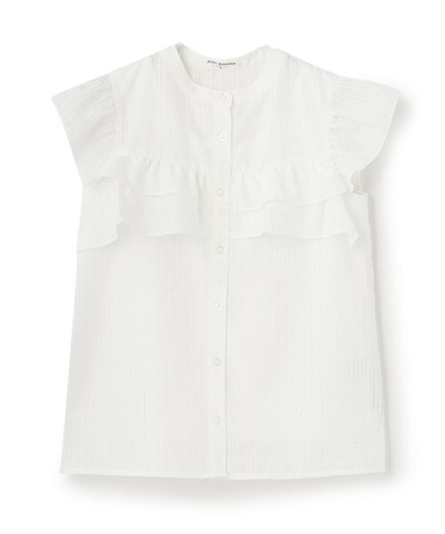 pom ponette junior（ポンポネットジュニア）の「フリルブラウス（シャツ/ブラウス・キッズ・モスグリーン/ホワイト・M:150cm/L:160cm）」の2枚目の写真