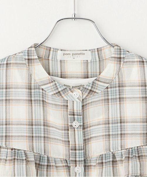 pom ponette junior（ポンポネットジュニア）の「フリルブラウス（シャツ/ブラウス・キッズ・モスグリーン/ホワイト・M:150cm/L:160cm）」の5枚目の写真