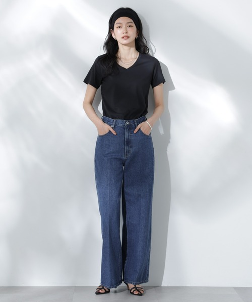 NANO universe（ナノユニバース）の「Anti Soaked(R) 汗染み防止VネックTシャツ（Tシャツ/カットソー・レディース・ホワイト/ブラック/カーキ/チャコール・S/M/L）」の13枚目の写真