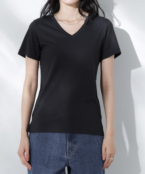 NANO universe（ナノユニバース）の「Anti Soaked(R) 汗染み防止VネックTシャツ（Tシャツ/カットソー・レディース・ホワイト/ブラック/カーキ/チャコール・S/M/L）」の17枚目の写真