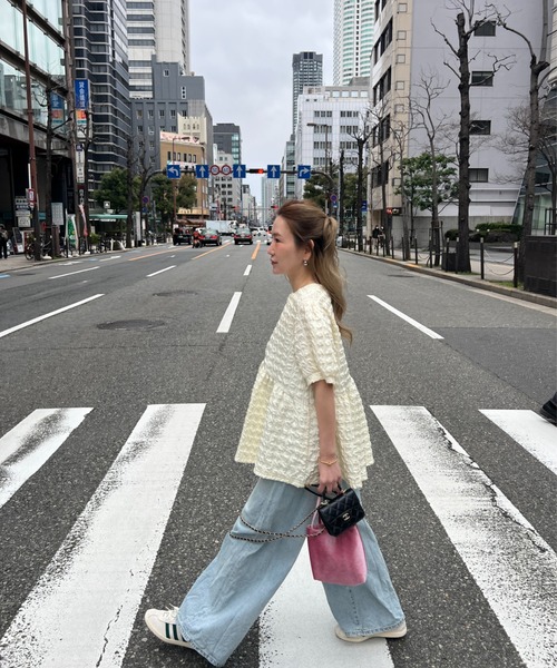 StyleSea（スタイルシー）の「ふくれジャガードペプラムブラウス（シャツ/ブラウス・レディース・アイボリー・FREE）」の11枚目の写真