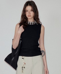 ボウタイチェック柄 ノースリーブリブトップス FX25S089【Fano Studios