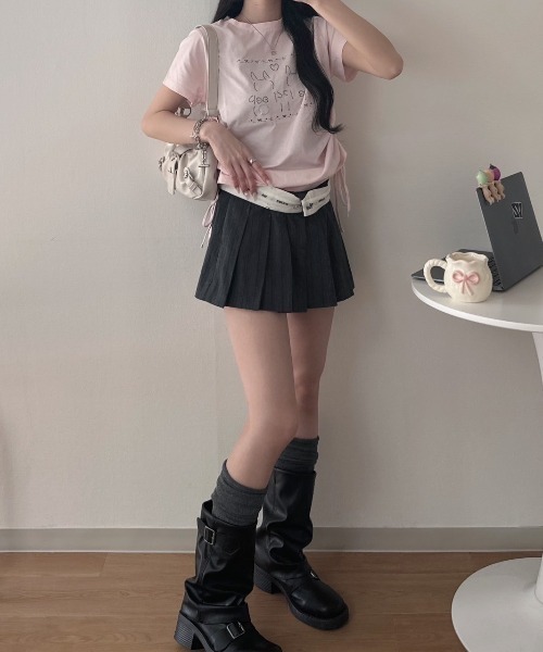 nemne store(ネンネストア)の「リボンギャザーアソートTシャツ(Tシャツ/カットソー・レディース・アイボリー/オフホワイト/ブラック系/ホワイト/ブラック系1/ピンク系・SMALL/MEDIUM)」の19枚目の写真