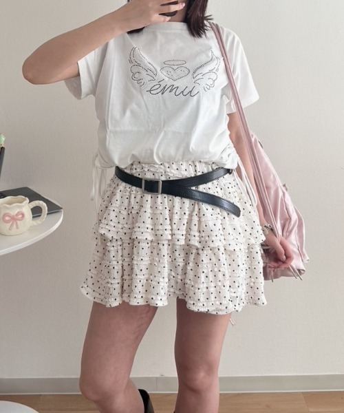 nemne store(ネンネストア)の「リボンギャザーアソートTシャツ(Tシャツ/カットソー・レディース・アイボリー/オフホワイト/ブラック系/ホワイト/ブラック系1/ピンク系・SMALL/MEDIUM)」の12枚目の写真