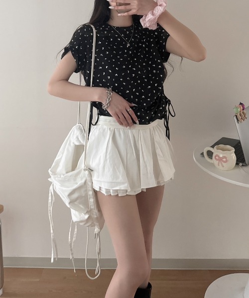 nemne store(ネンネストア)の「リボンギャザーアソートTシャツ(Tシャツ/カットソー・レディース・アイボリー/オフホワイト/ブラック系/ホワイト/ブラック系1/ピンク系・SMALL/MEDIUM)」の13枚目の写真