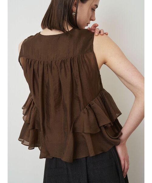 セール】SHEER FRILL SLEEVELESS BL（シャツ/ブラウス