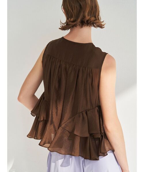 ELENDEEK（エレンディーク）の「シアーフリルスリーブレスブラウス（シャツ/ブラウス・レディース・ブルー/ブラック/ブラウン・FREE）」の14枚目の写真