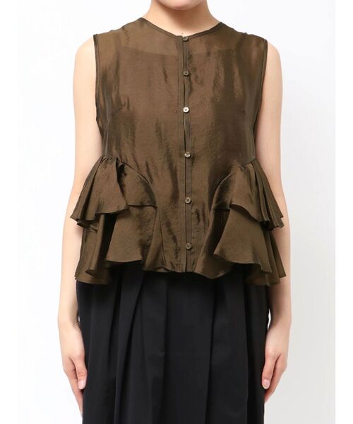 セール】SHEER FRILL SLEEVELESS BL（シャツ/ブラウス