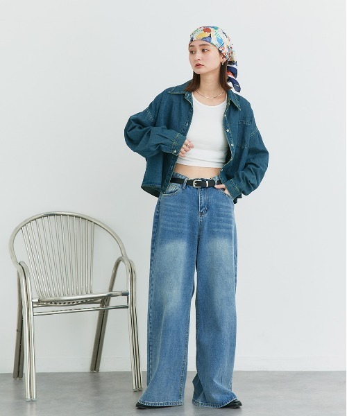 ad thie(アドティエ)の「ポケット付き ショート丈デニムシャツ(シャツ/ブラウス・レディース・インディゴブルー/サックスブルー/ブルー・FREE)」の16枚目の写真