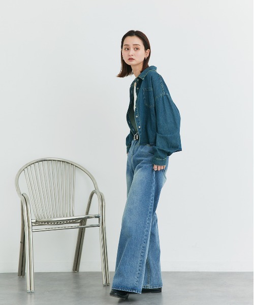 ad thie(アドティエ)の「ポケット付き ショート丈デニムシャツ(シャツ/ブラウス・レディース・インディゴブルー/サックスブルー/ブルー・FREE)」の17枚目の写真
