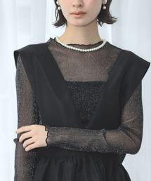 シースルー タートルネック 透け」に該当するブラック/黒色系の