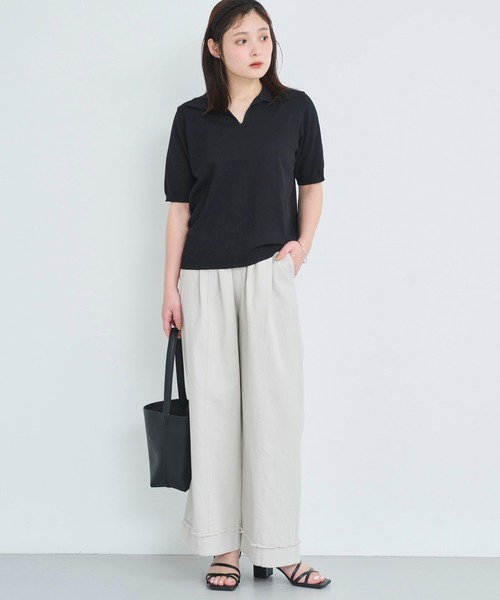 attiree(アティレー)の「裾切り替えチノパンツ(チノパンツ・レディース・ベージュ/ホワイト/ライトグレー/ブラック・MEDIUM/LARGE)」の3枚目の写真