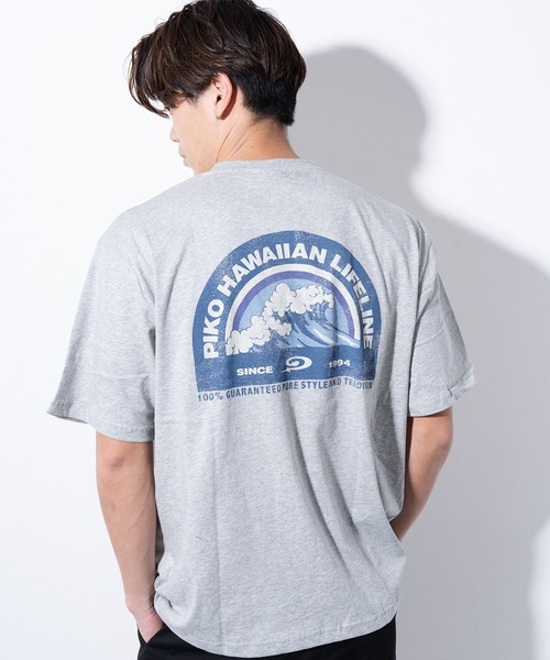 【 】バーティカル・バックプリントTシャツ/水色 セール】バックプリントTシャツ（Tシャツ/カットソー）｜Piko