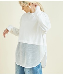 Settimissimo | 接触冷感 メッシュ ドッキング ロングTシャツ(Tシャツ/カットソー)